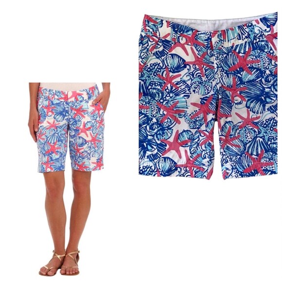 Lilly Pulitzer Chipper Shorts Women 0 Cotton Tropical Print Bermuda 10” Preppy - Picture 6 of 12